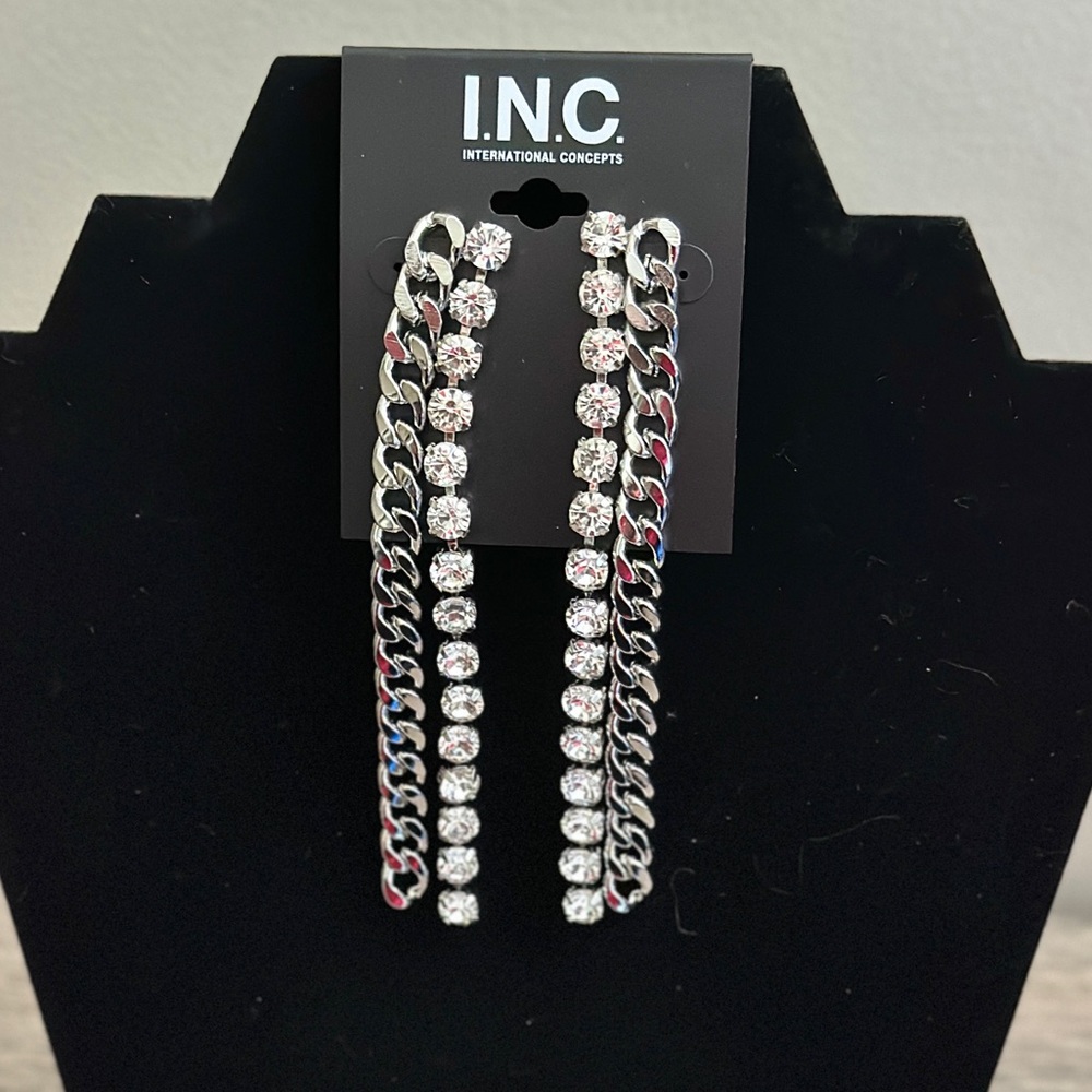 I.N.C - Women’s Crystal & Chain Statement Earrings